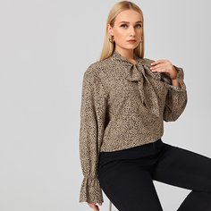 с оборками Принт Элегантный Блузы размер плюс Shein