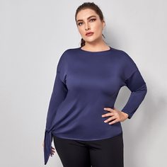 узел Одноцветный Спортивные топы размера плюс Shein