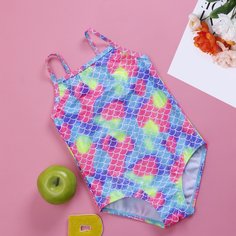 Слитный купальник с принтом рыбьей чешуи для девочек Shein