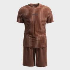 Мужские шорты и топ в полоску с текстовым принтом Shein