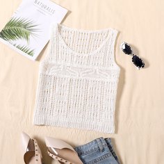 Накидка вязаная крючком с U-образным воротником Shein