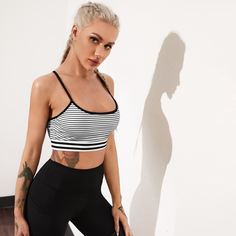 крест на крест Полосатый Спортивные бюстгальтеры Shein