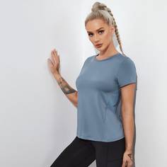 Одноцветный Спортивные футболки Shein