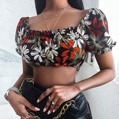 Оборка Цветочный Бохо Блузы Shein