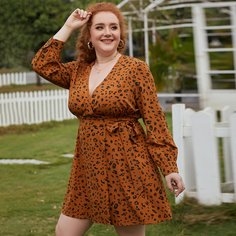 На запах Принт Повседневный Платья размер плюс Shein