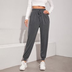 с карманами Одноцветный Спортивные брюки Shein