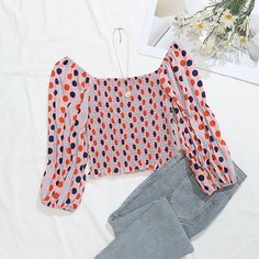 Оборка В горошёк Повседневный Блузы Shein