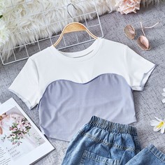 трикотажный Полосатый Повседневный Футболки Shein