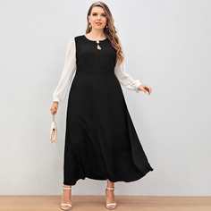 Контрастная сетка Контрастный цвет Элегантный Платья размер плюс Shein