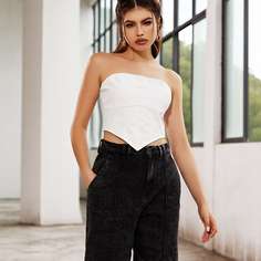 Однотонный топ-бандана на молнии сзади Shein