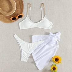 Накидка и бикини с цепочкой 3шт Shein