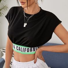 буква Повседневный Футболки Shein