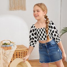 Короткий топ в горошек для девочек Shein