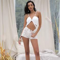 Короткий топ с узлом сзади Shein