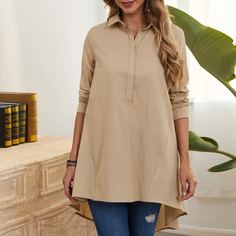 Пуговица Одноцветный Повседневный Блузы Shein