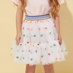 Сетчатая юбка с цветочной вышивкой для девочек Shein