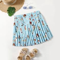 Плиссированная юбка с цветочным принтом для девочек Shein