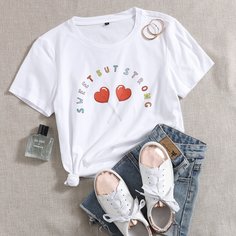 Лозунг Повседневный Футболки Shein