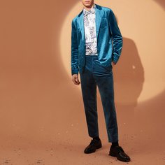 Мужской однобортный бархатный пиджак и брюки Shein