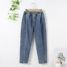 Джинсы с эластичной талией для девочек Shein