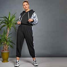 Толстовка на кулиске и брюки размера плюс Shein