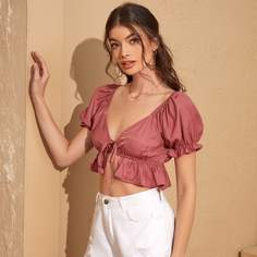 Кроп топ с узлом Shein