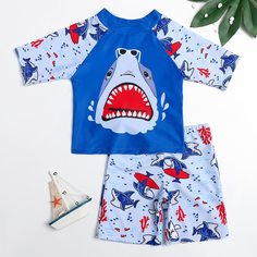 Мультяшный принт милый Купальник для мальчиков Shein