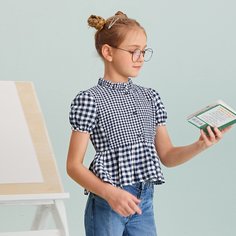 Оборка Клетка милый Блузки для девочек Shein