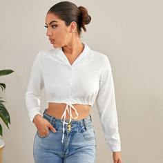 Блузка на кулиске с лацканами Shein
