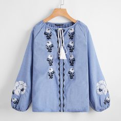 бахрома Цветочный Бохо Блузы Shein
