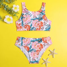 Цветочный Бохо Купальники для девочек Shein