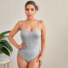 Однотонное боди на бретельках Shein