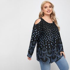 Футболка размера плюс с открытыми плечами Shein