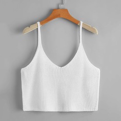 Вязаный короткий топ в рубчик Shein