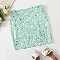 Разрез цветочный Повседневный Юбки Shein