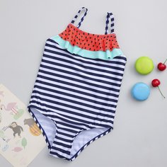 Слитный купальник в полоску для девочек Shein