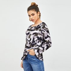 Камуфляж Повседневный Футболки Shein