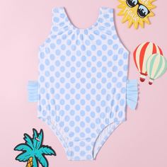 Слитный купальник в горошек для девочек Shein