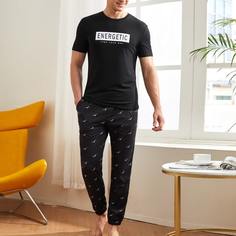 Мужская домашняя одежда с текстовым принтом Shein