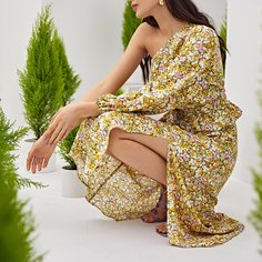 Юбка с цветочным принтом и разрезом Shein
