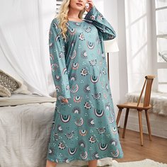 Ночное платье Plus с мультяшной графикой Shein
