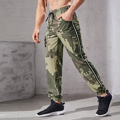 Мужские спортивные брюки с камуфляжным принтом на кулиске Shein