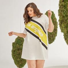 Платье размера плюс с текстовым принтом Shein