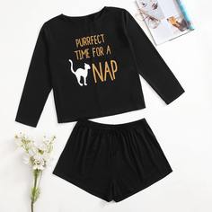 узел Мультяшный принт милый Пижама размер плюс Shein