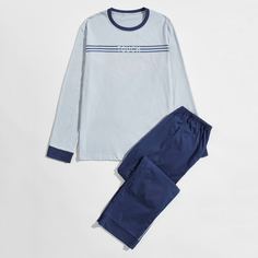 Контрастная отделка Геометрический принт Повседневный Мужская домашняя одежда Shein