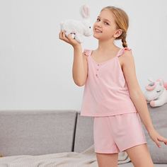 Пижама с оборками для девочек Shein