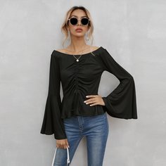Однотонная футболка на кулиске Shein