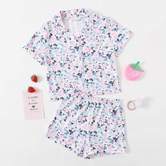 Пижама с цветочным принтом для девочек Shein