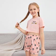 Пижама с оригинальным принтом для девочек Shein