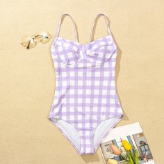 Слитный купальник в клетку Shein
